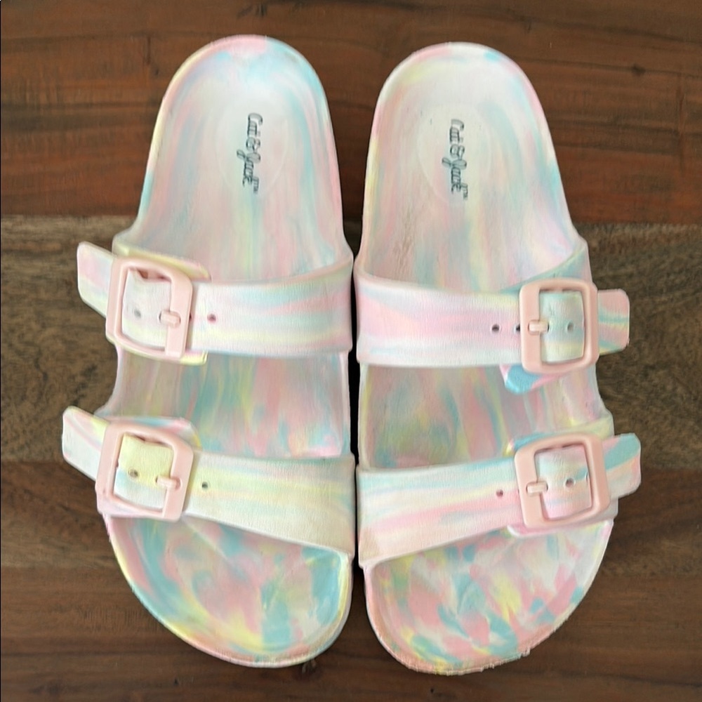Cat & Jack Pink and Blue Sandals with Adjustable Straps. 2